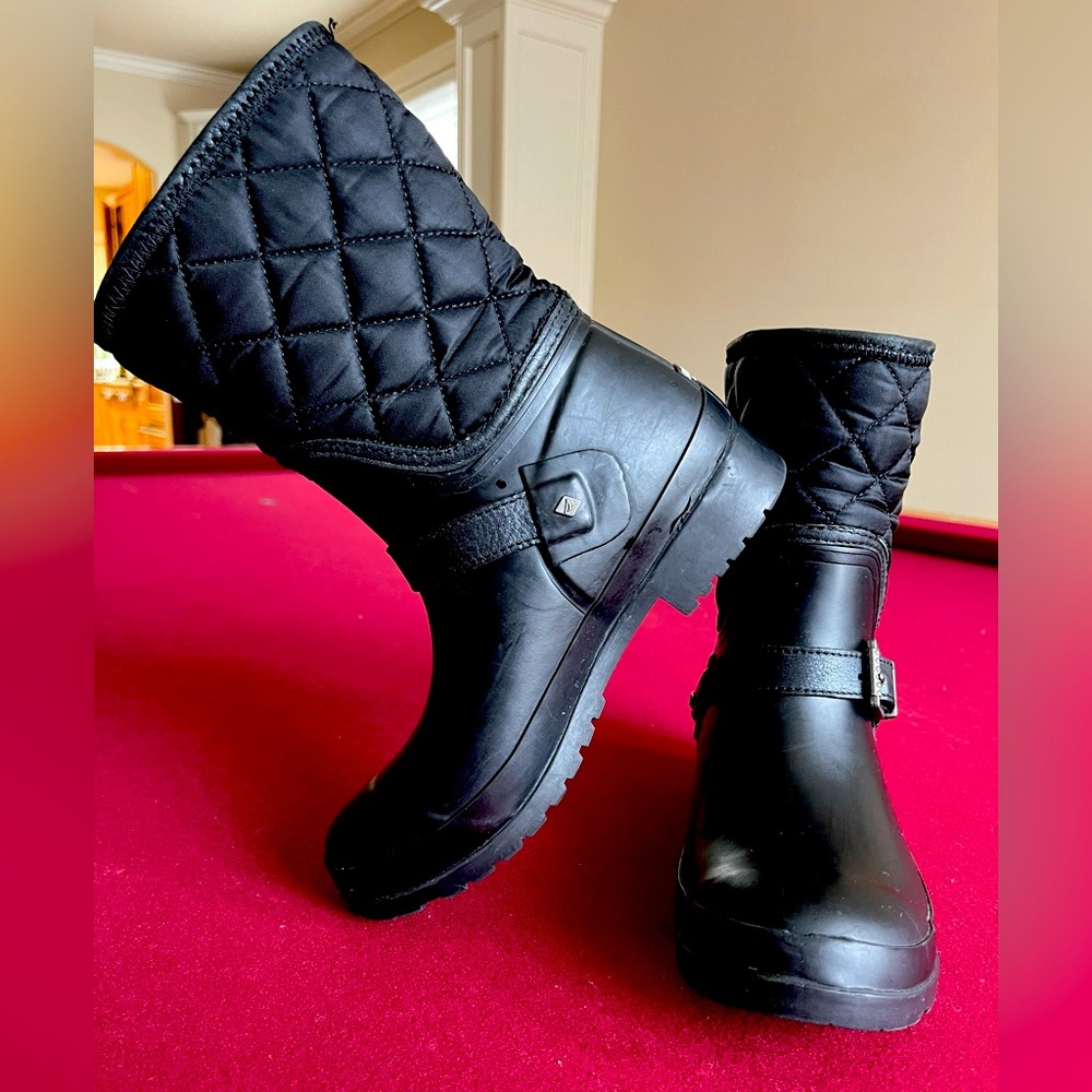 SOLD Sperry Top-Sider Women's Walker Fog Rain Duck Boot - Black - Size 6